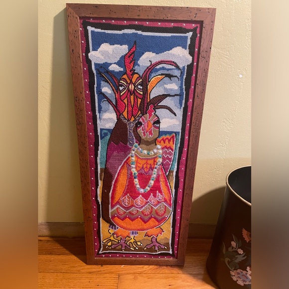 Rooster and Chicken Weaving Folk Art - Picture 1 of 11